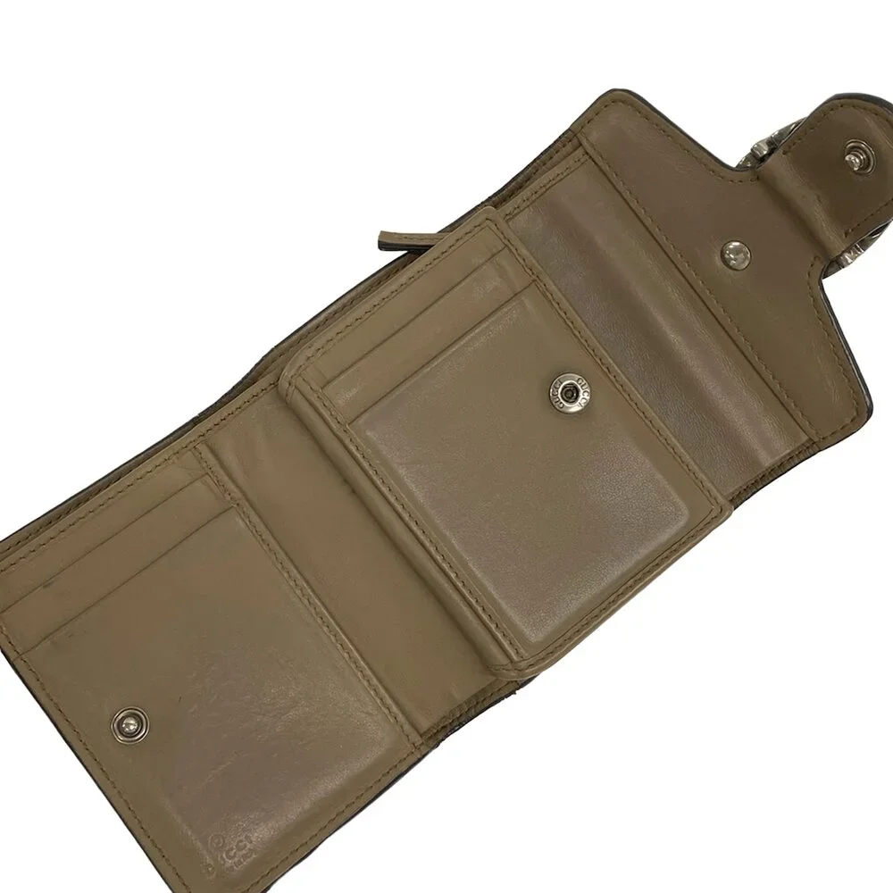 Gucci Dionysus/GG Plus/GG Supreme Trifold Wallet 627073 Dark Brown Beige PVC - Picture 3 of 6
